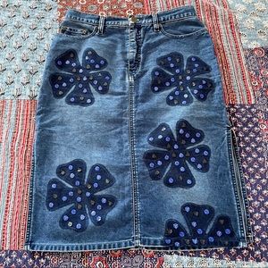 Y2K Moschino Jean Skirt w/ Floral Design